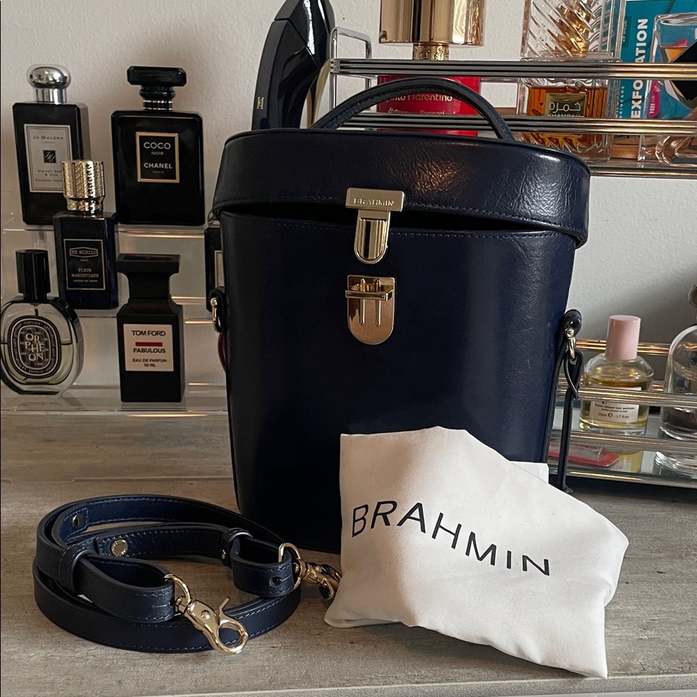 Brahmin Midnight Blue Leather Box Bag